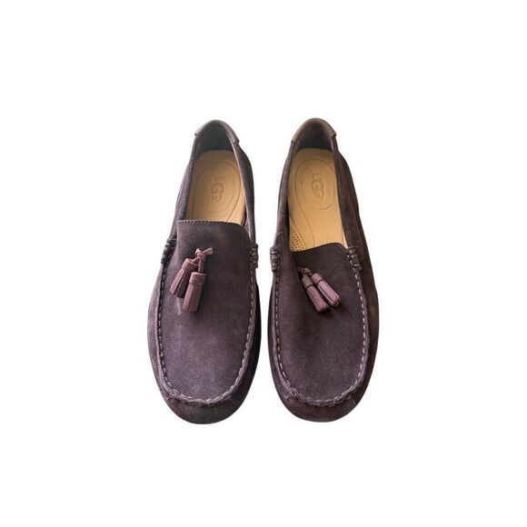 UGG men’s Chocolate Brown Leather Suede Slip-On Tassel Loafers Shoes Size 11 main image 13
